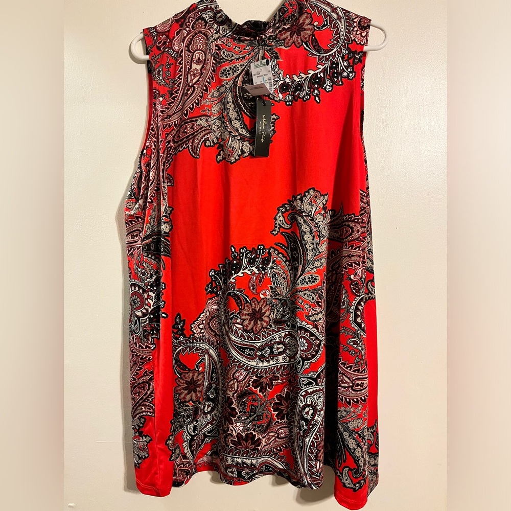 Black/red/white paisley tank tank top